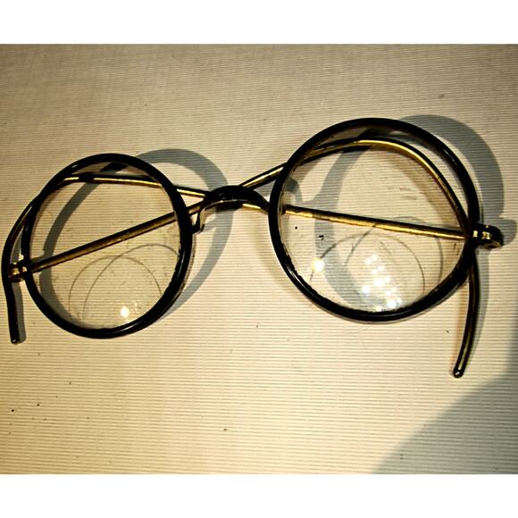 1681.  Antique Round Bifocal Eyeglasses Wire Frame with Case main image 5